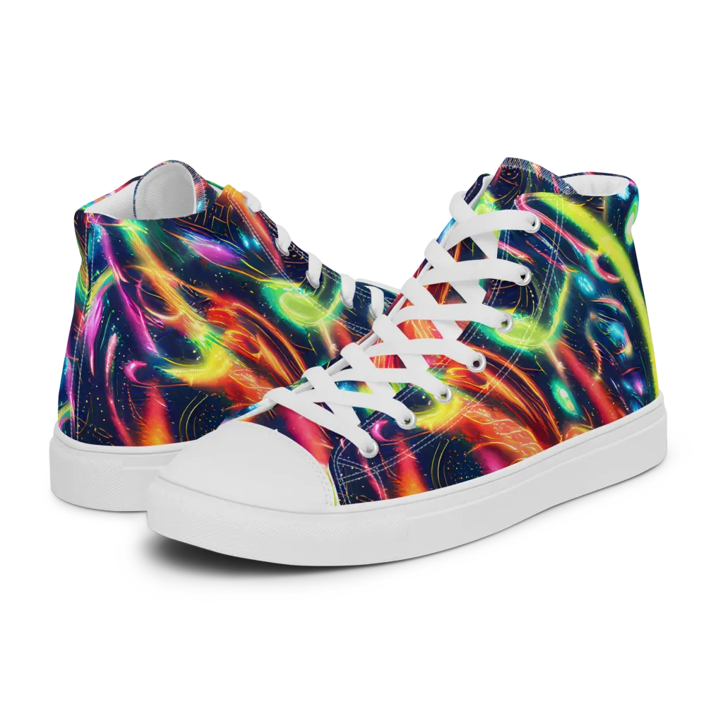Plasma Playground on Men's High Top Canvas Shoes — Left