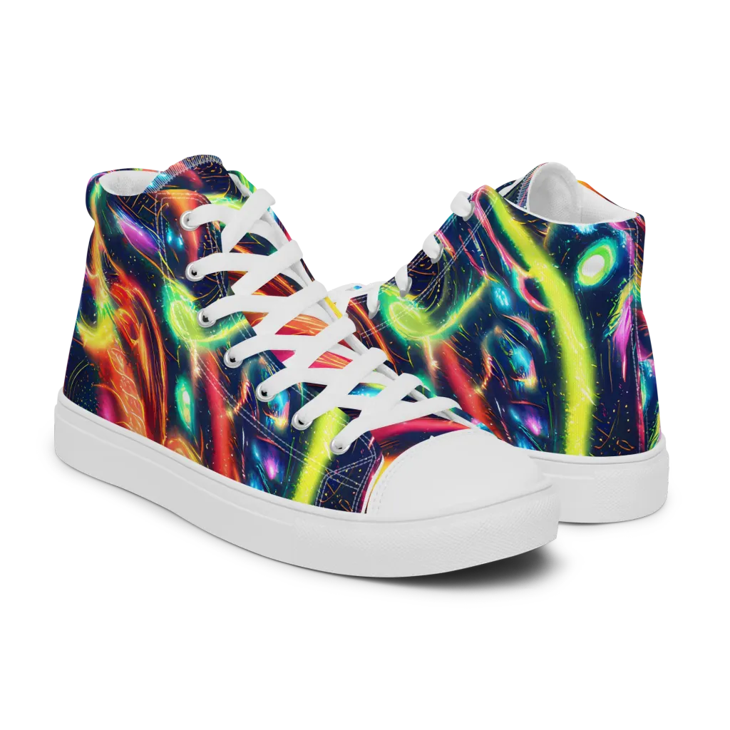 Plasma Playground on Men's High Top Canvas Shoes — Right