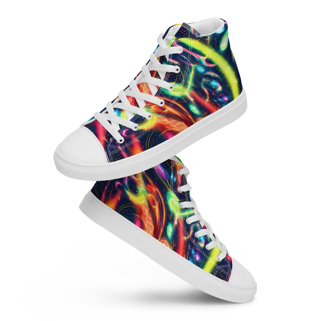 Plasma Playground on Men's High Top Canvas Shoes — Front