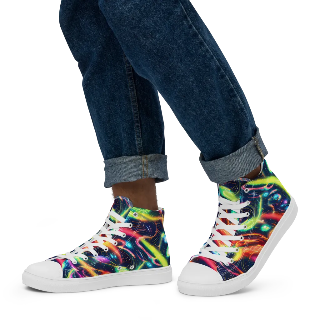 Plasma Playground on Men's High Top Canvas Shoes — Left