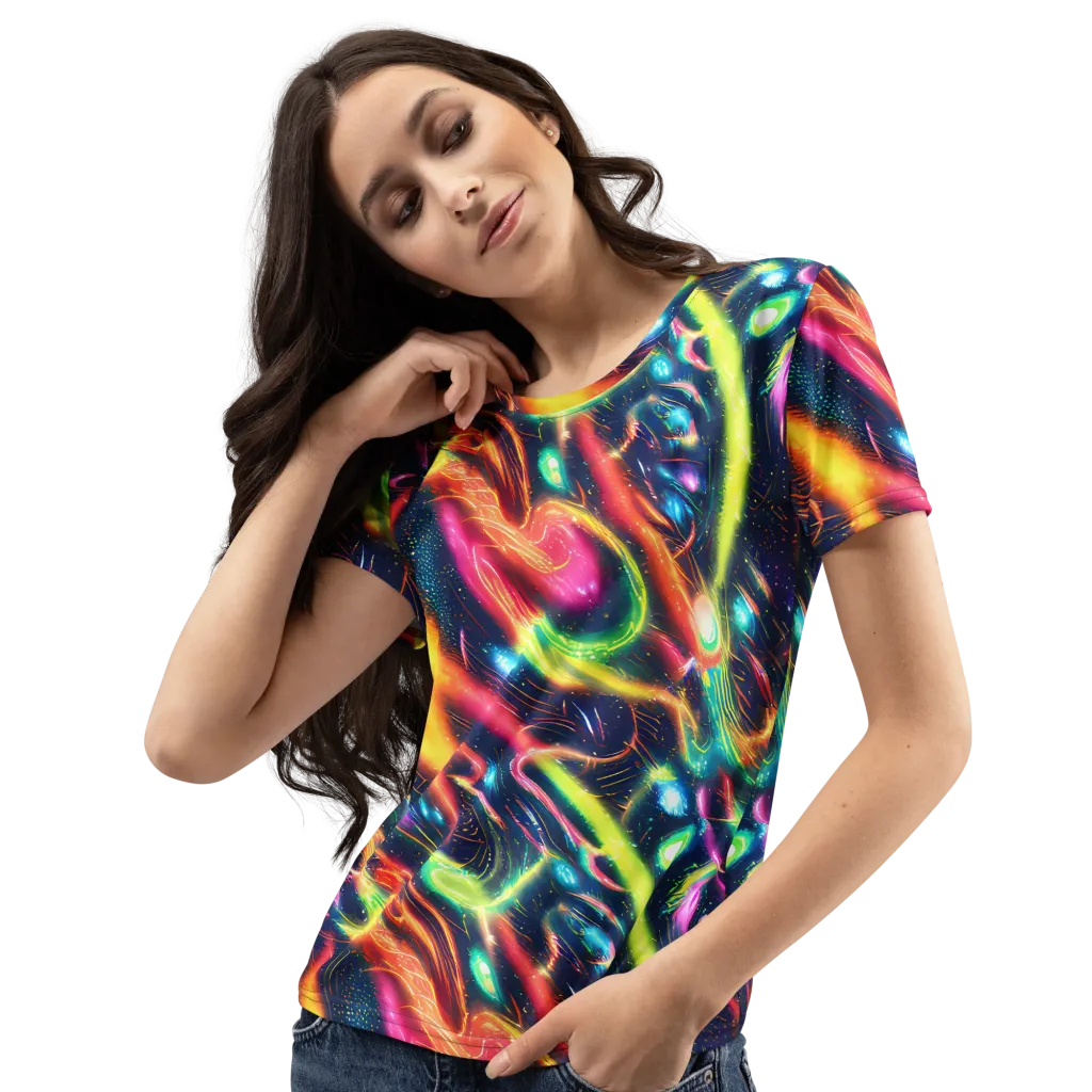 Plasma Playground on Women's Crew Neck T-Shirt — Left Front