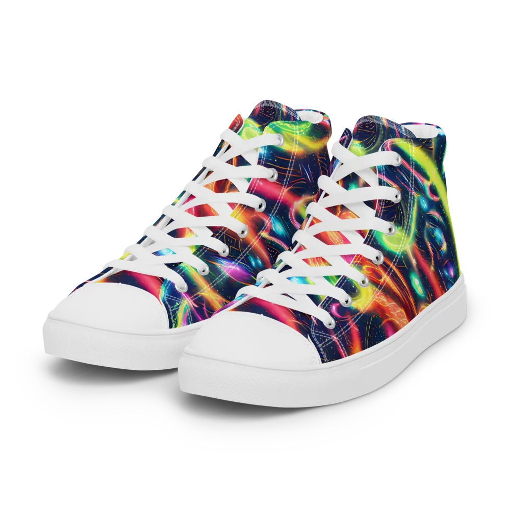 Plasma Playground on Women's High Top Canvas Shoes — Left Front