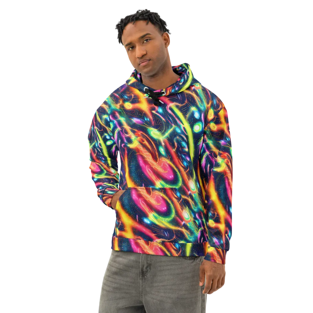 Plasma Playground on Cotton Hoodie — Left Front