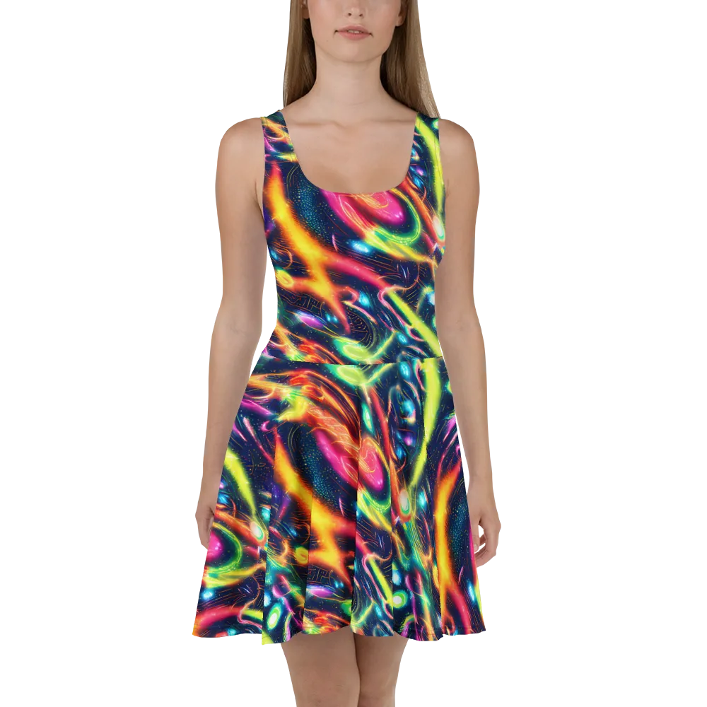 Plasma Playground on Skater Dress — Front