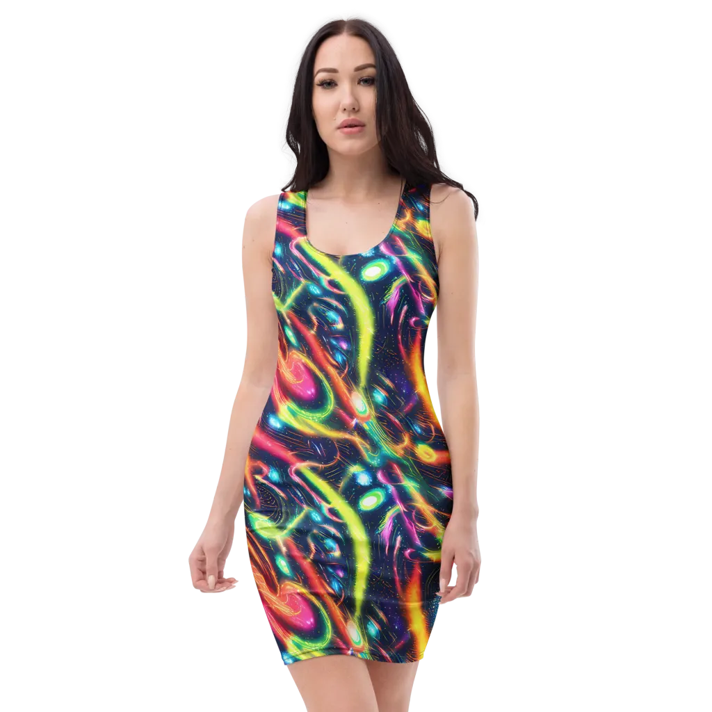 Plasma Playground on Bodycon Dress — Front