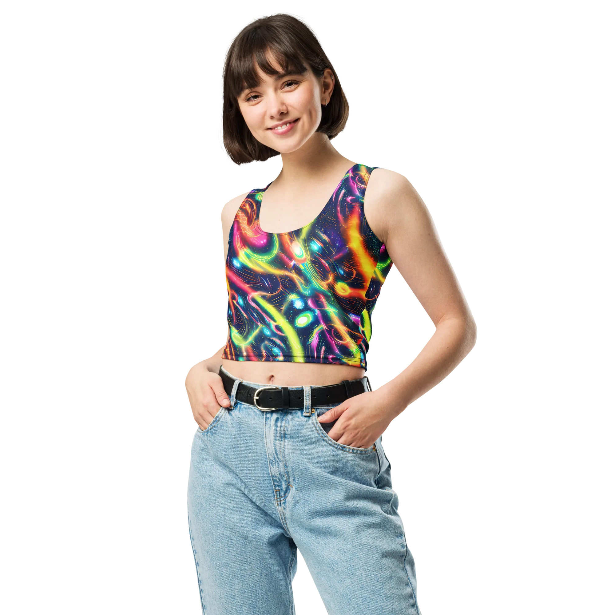 Plasma Playground on Crop Top — Front