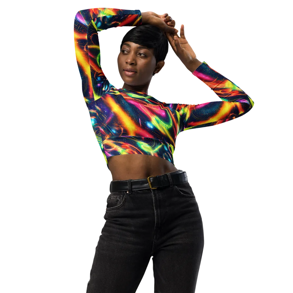 Plasma Playground on Long Sleeve Crop Top — Front