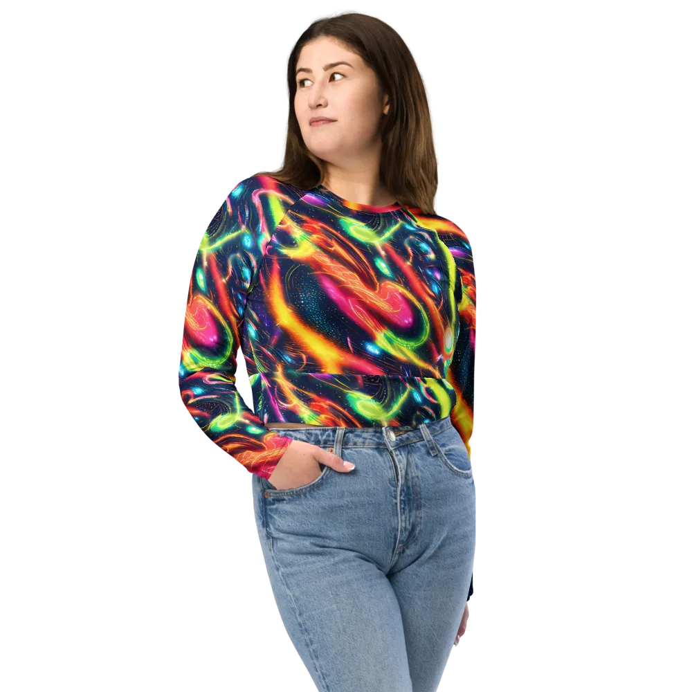 Plasma Playground on Long Sleeve Crop Top — Front