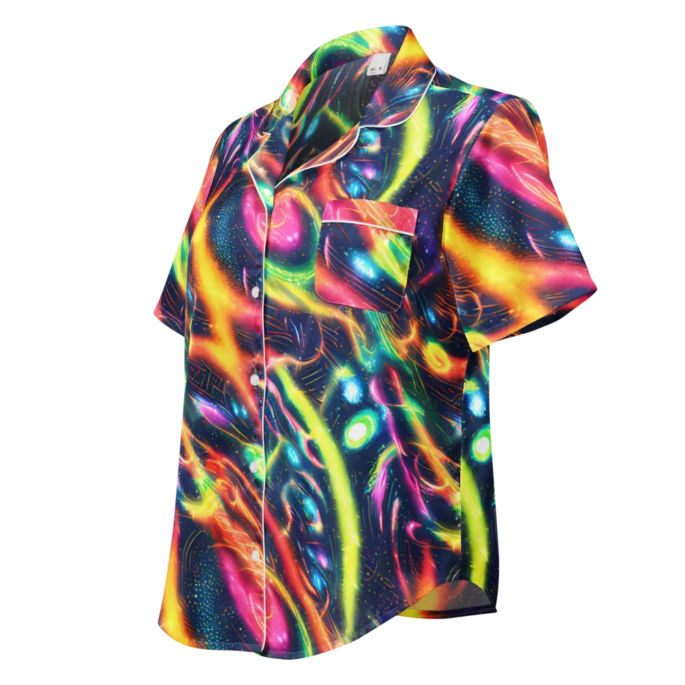 Plasma Playground on Women's Short Sleeve Pajama Top — Left Front