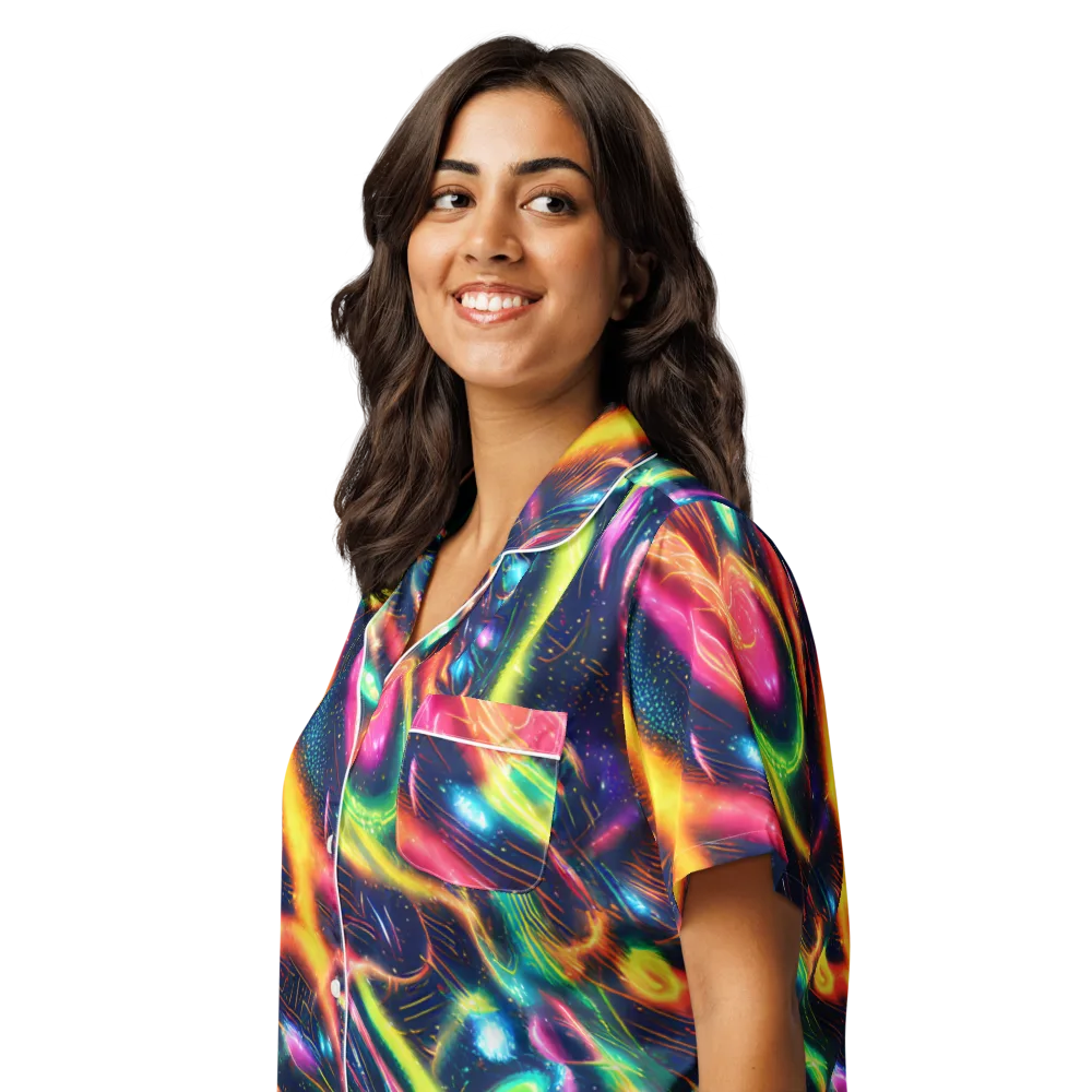 Plasma Playground on Women's Short Sleeve Pajama Top — Left Front