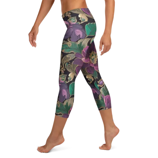 Amethyst Brocade on a Capri Leggings