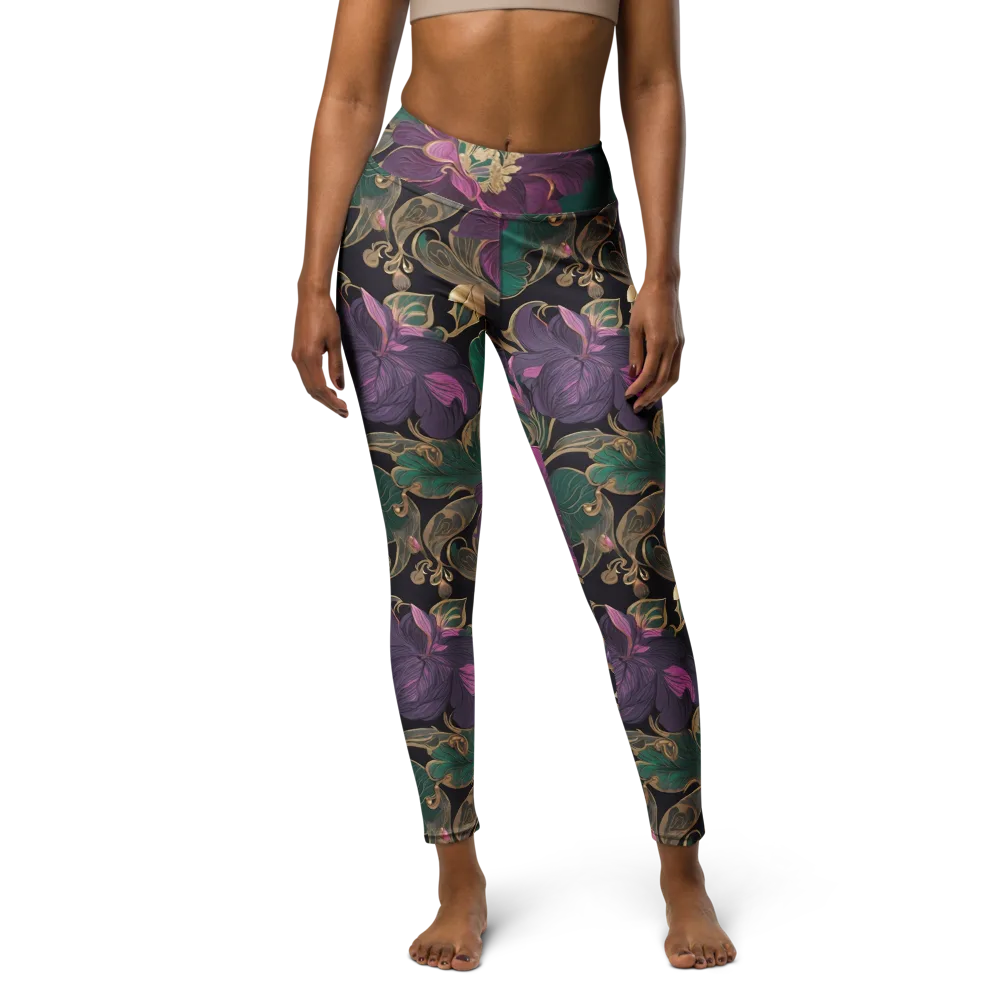 Amethyst Brocade on Yoga Leggings — Front
