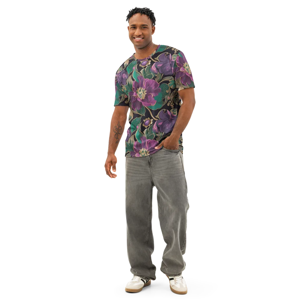 Amethyst Brocade on Men's Cotton Crew Neck T-Shirt — Front
