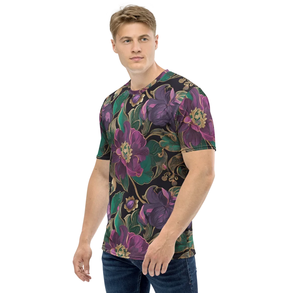 Amethyst Brocade on Men's Crew Neck T-Shirt — Left