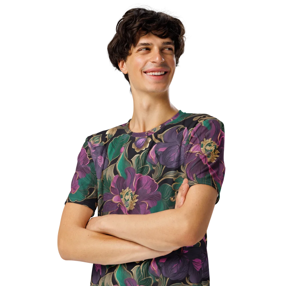 Amethyst Brocade on Men's Crew Neck T-Shirt — Left Front