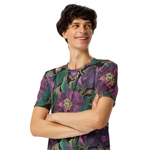 Amethyst Brocade on a Men's Crew Neck T-Shirt