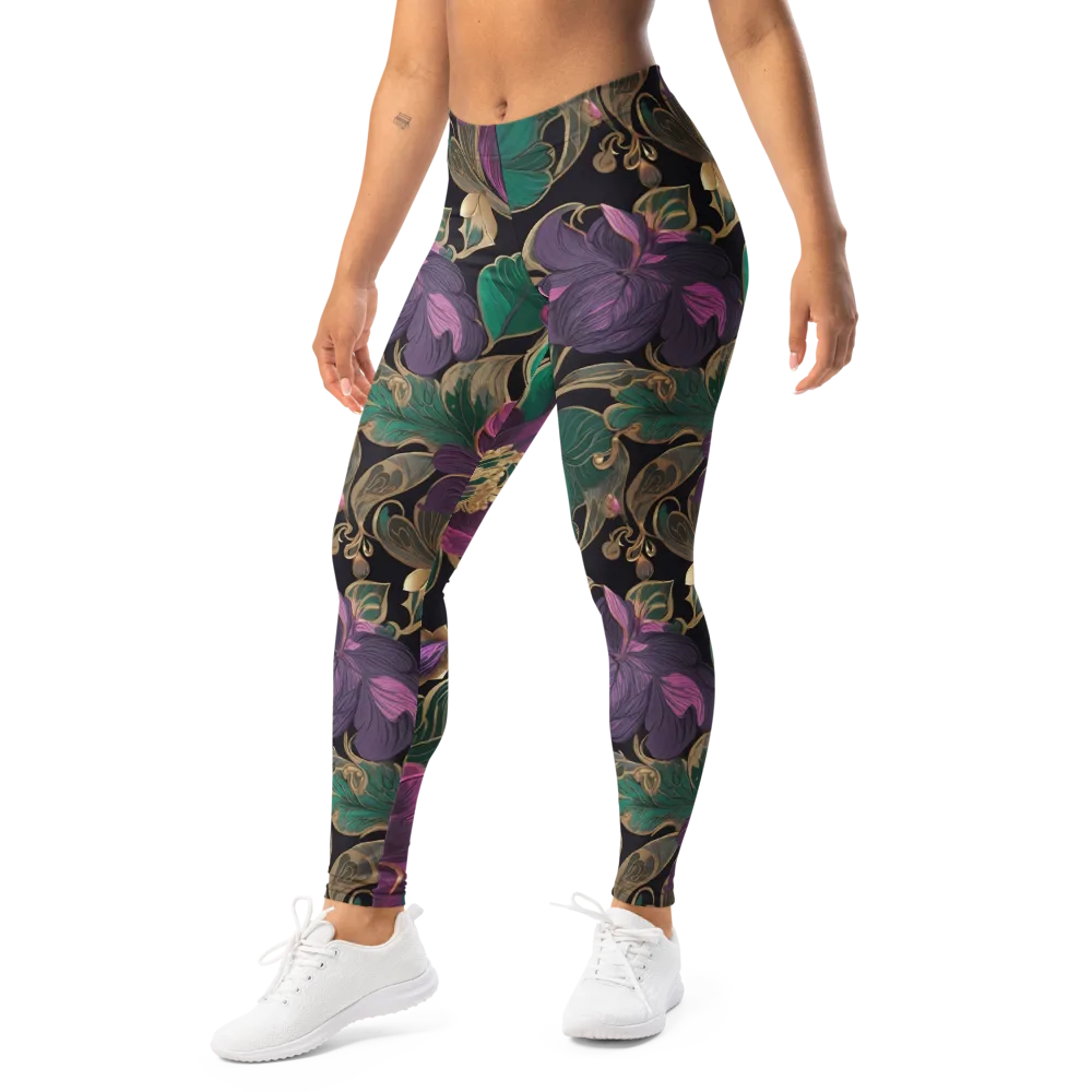 Amethyst Brocade on Leggings — Left Front