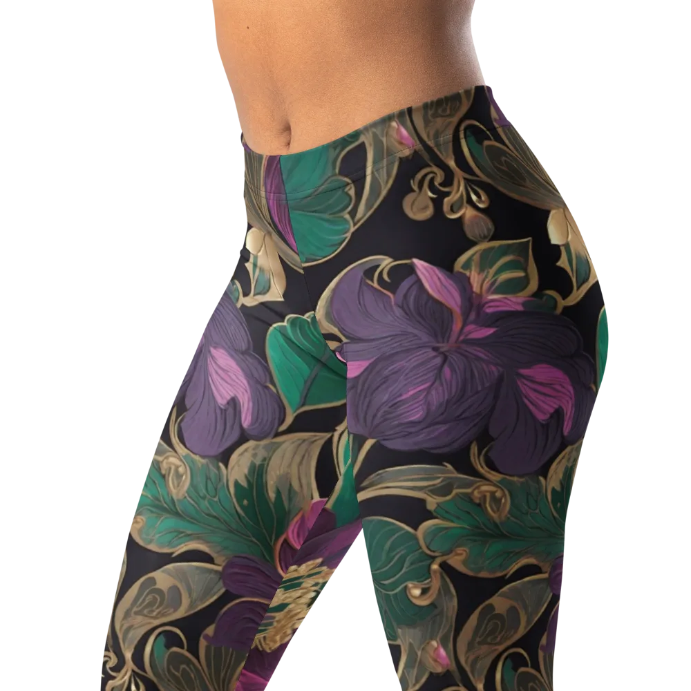 Amethyst Brocade on Leggings — Left Front
