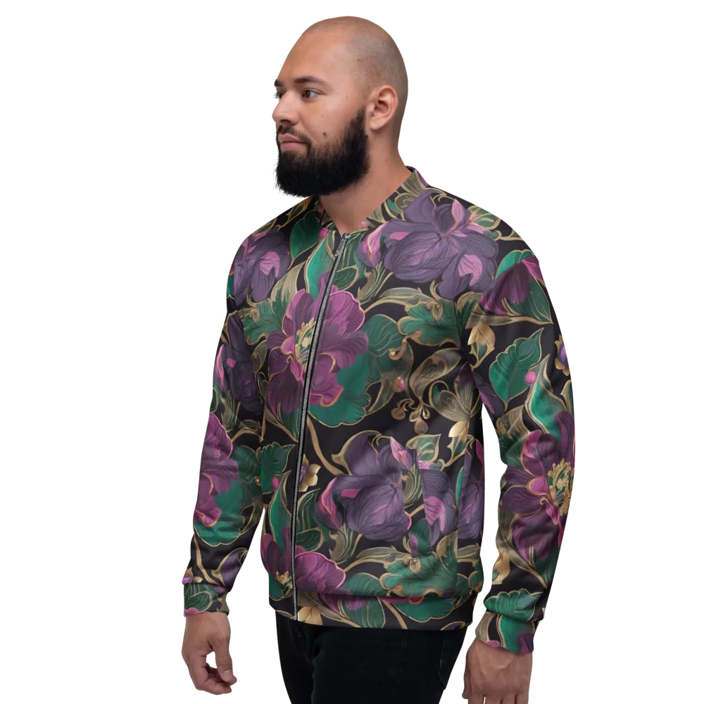 Amethyst Brocade on Bomber Jacket — Left