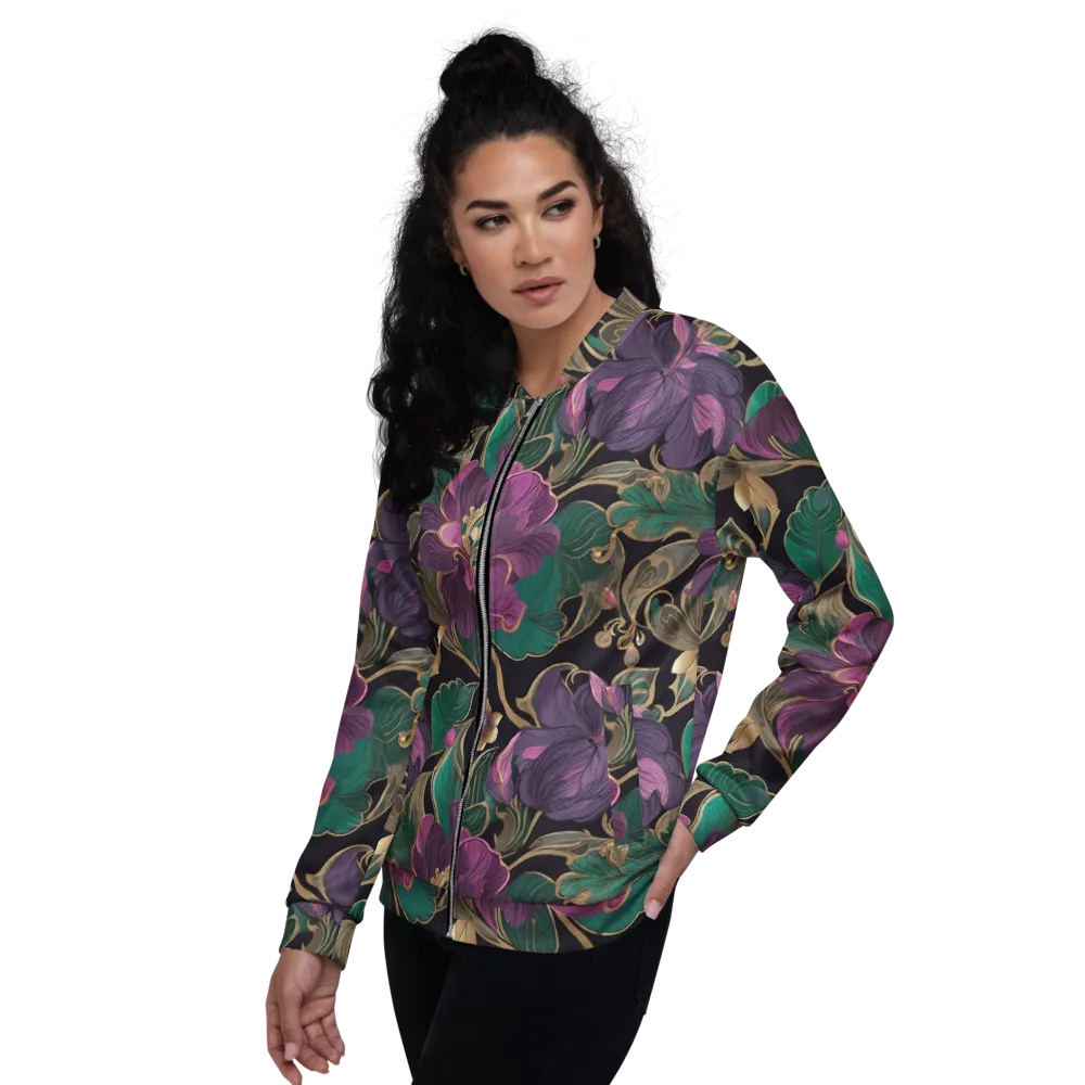 Amethyst Brocade on Bomber Jacket — Left