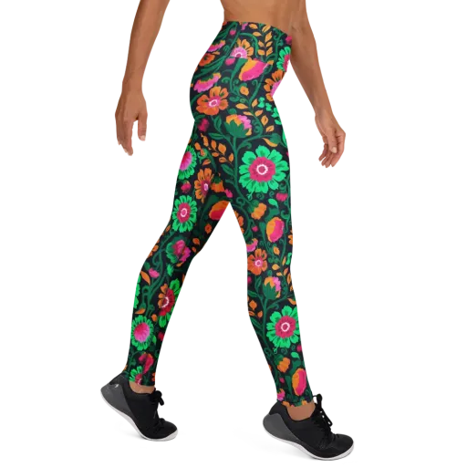 Neon Garden After Dark on a Yoga Leggings