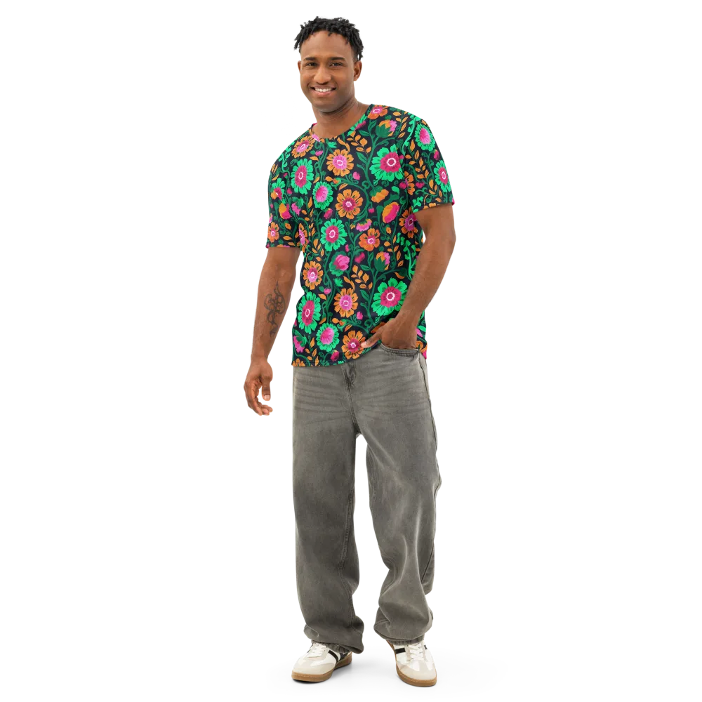 Neon Garden After Dark on Men's Cotton Crew Neck T-Shirt — Front