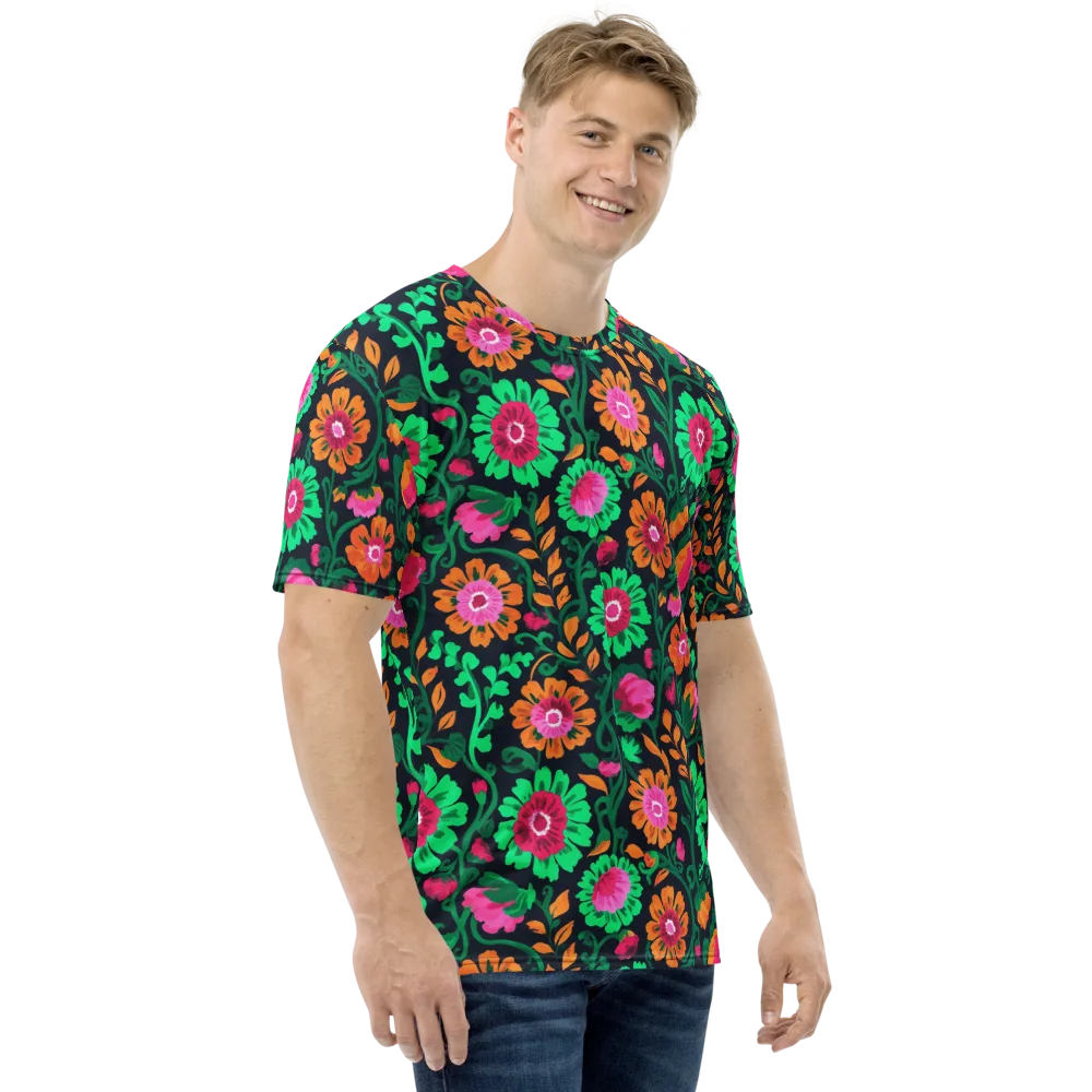 Neon Garden After Dark on Men's Crew Neck T-Shirt — Right