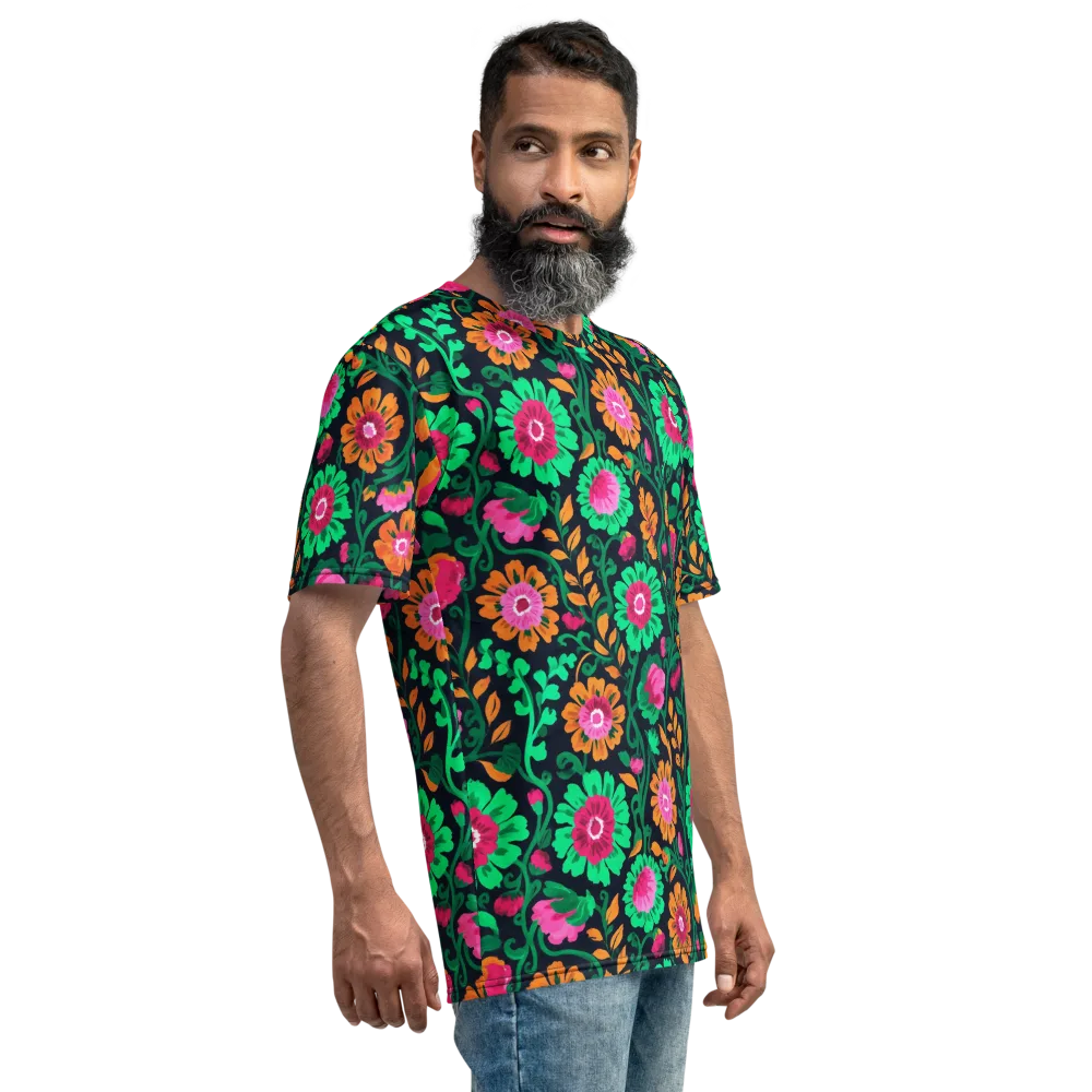 Neon Garden After Dark on Men's Crew Neck T-Shirt — Right