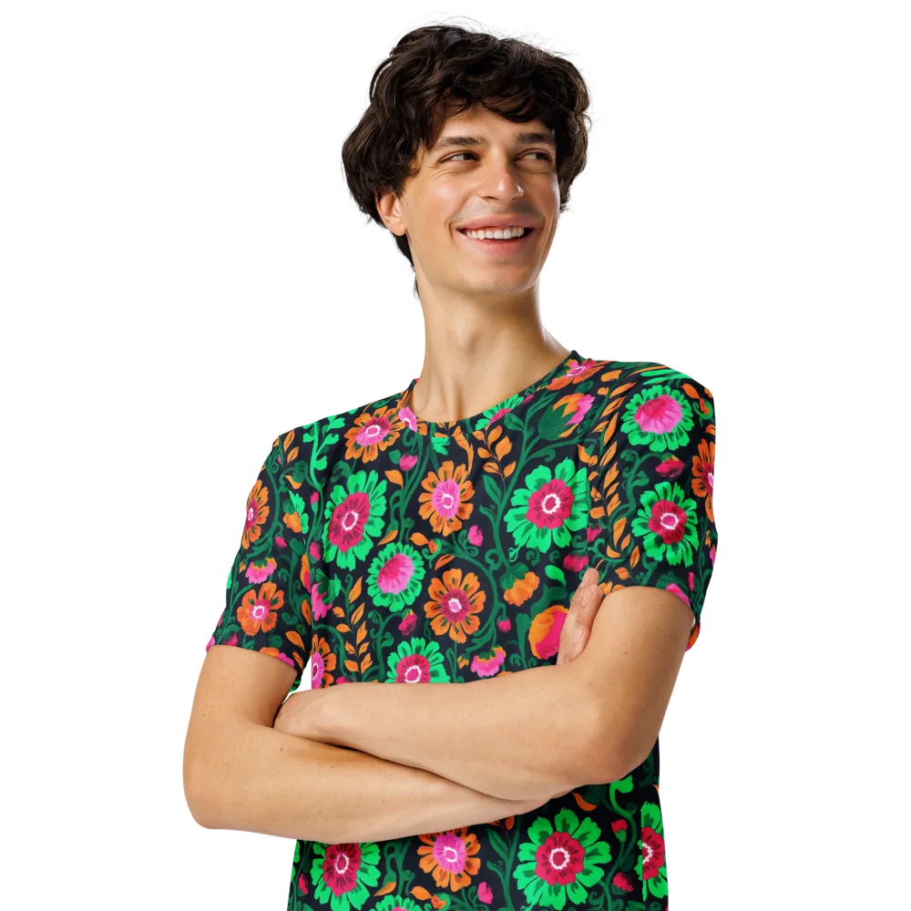 Neon Garden After Dark on Men's Crew Neck T-Shirt — Left Front