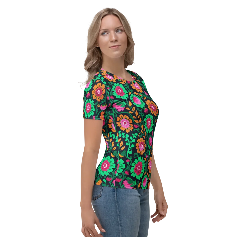 Neon Garden After Dark on Women's Crew Neck T-Shirt — Right