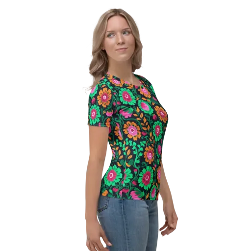 Neon Garden After Dark on a Women's Crew Neck T-Shirt