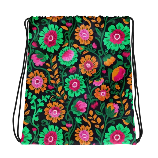 Neon Garden After Dark on a Drawstring Bag