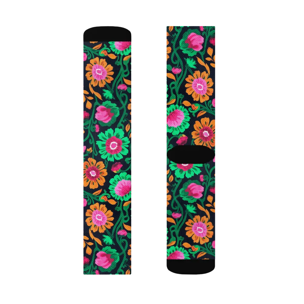 Neon Garden After Dark on Socks — Left Sock