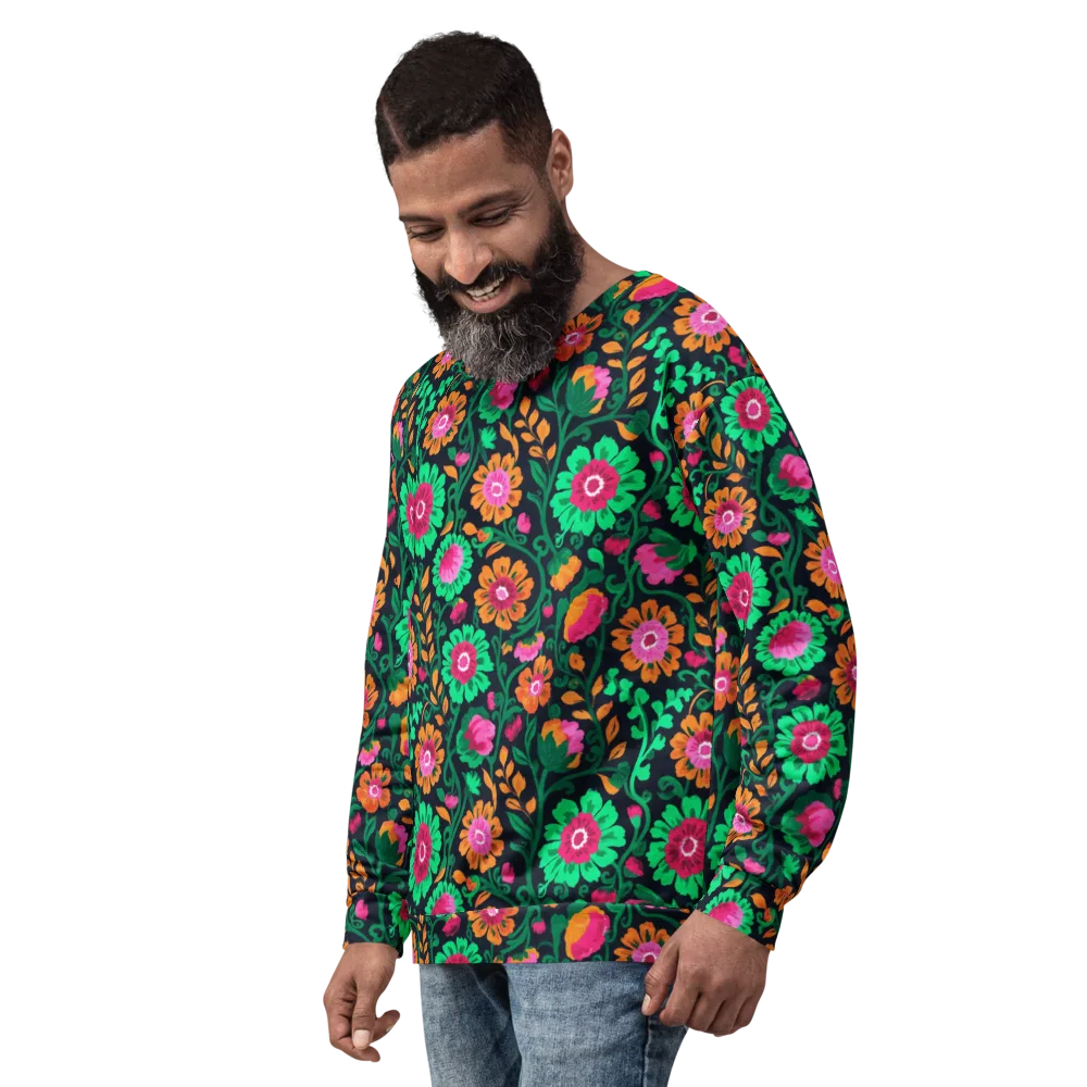 Neon Garden After Dark on Sweatshirt — Left Front