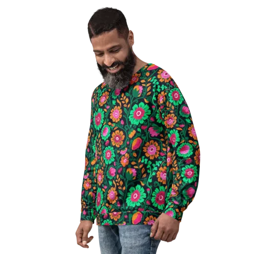 Neon Garden After Dark on a Sweatshirt