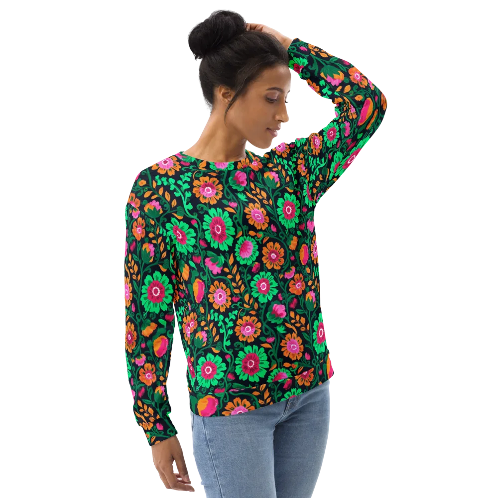 Neon Garden After Dark on Sweatshirt — Right Front