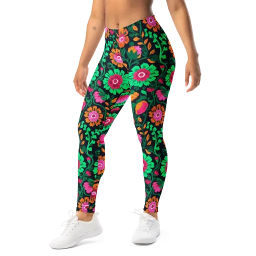 Neon Garden After Dark on a Leggings