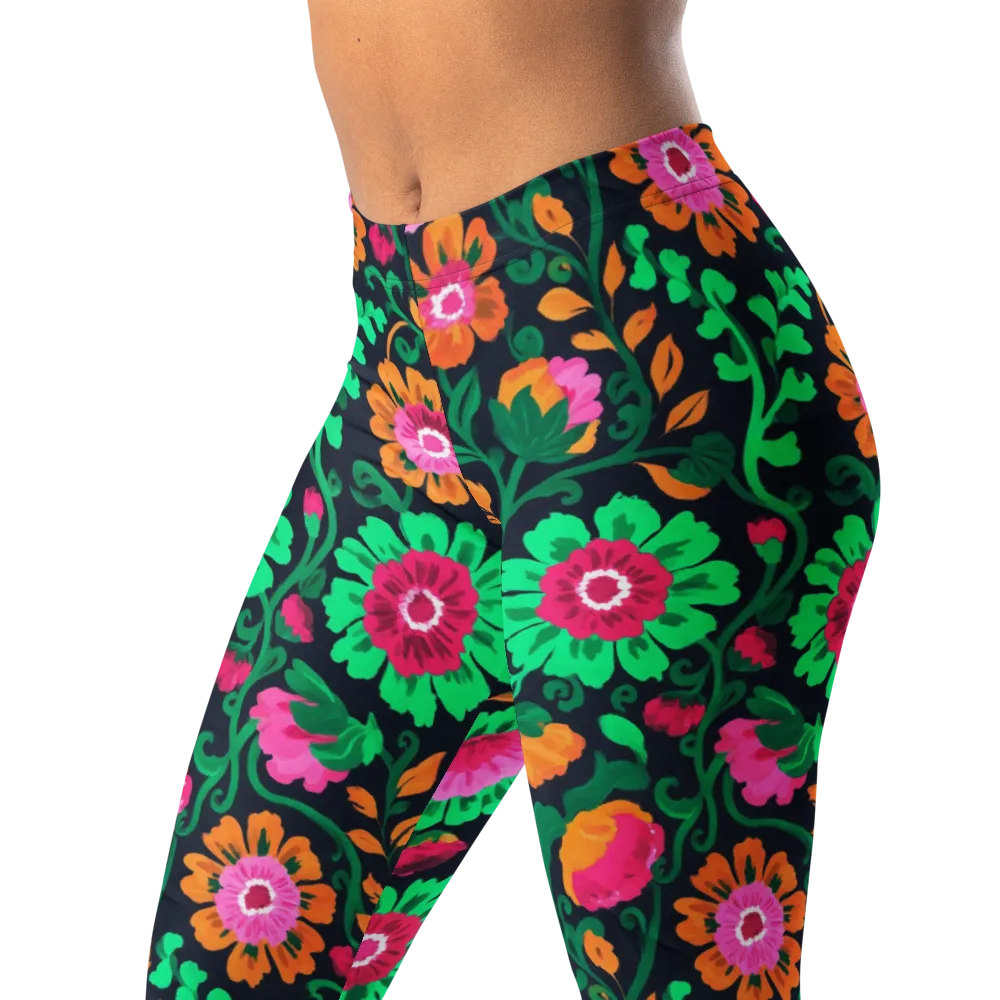 Neon Garden After Dark on Leggings — Left Front