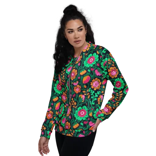 Neon Garden After Dark on a Bomber Jacket