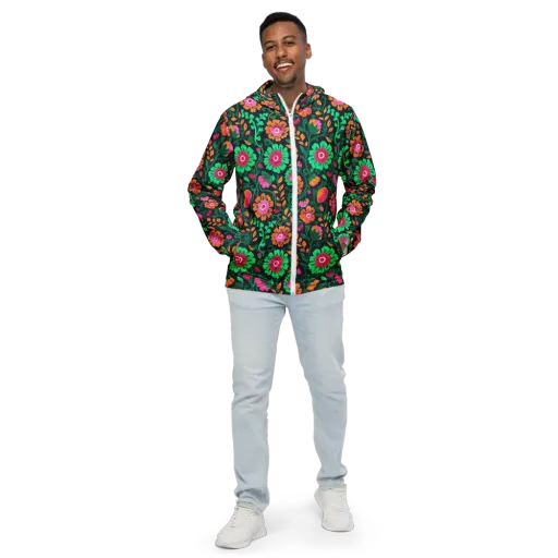 Neon Garden After Dark on a Men's Windbreaker