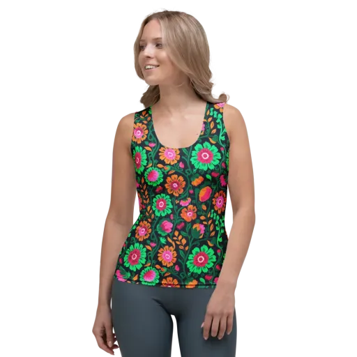 Neon Garden After Dark on a Women's Tank Top