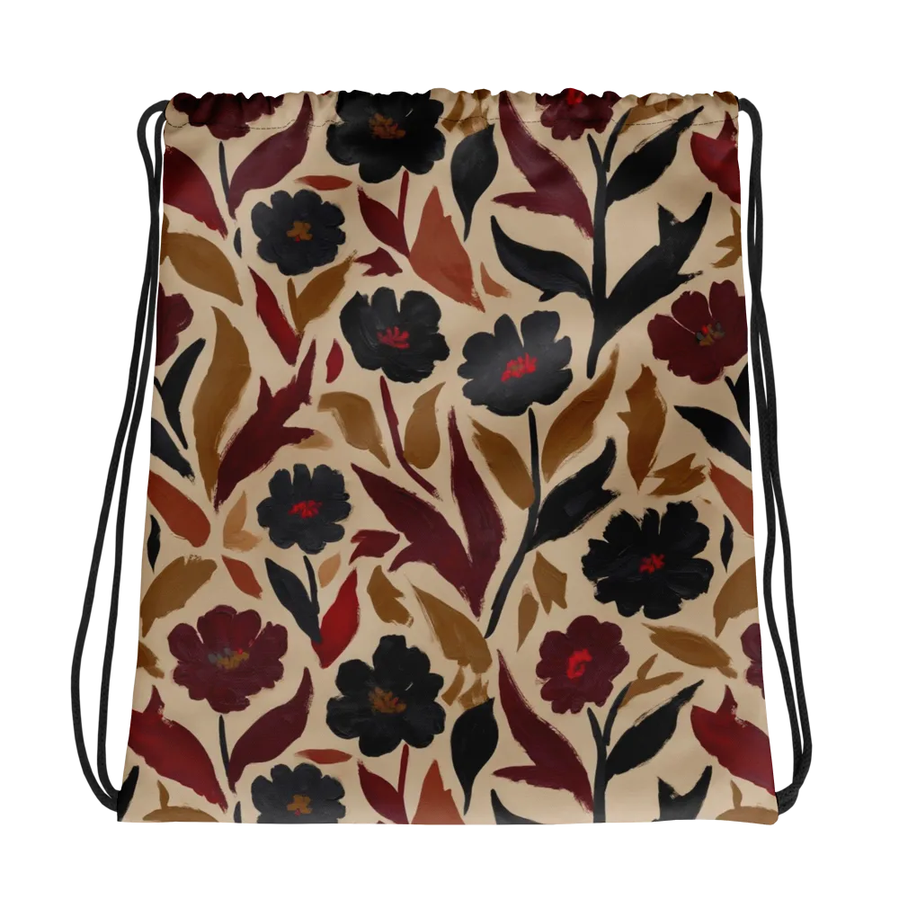 Burgundy Brushwork on Drawstring Bag — Photo