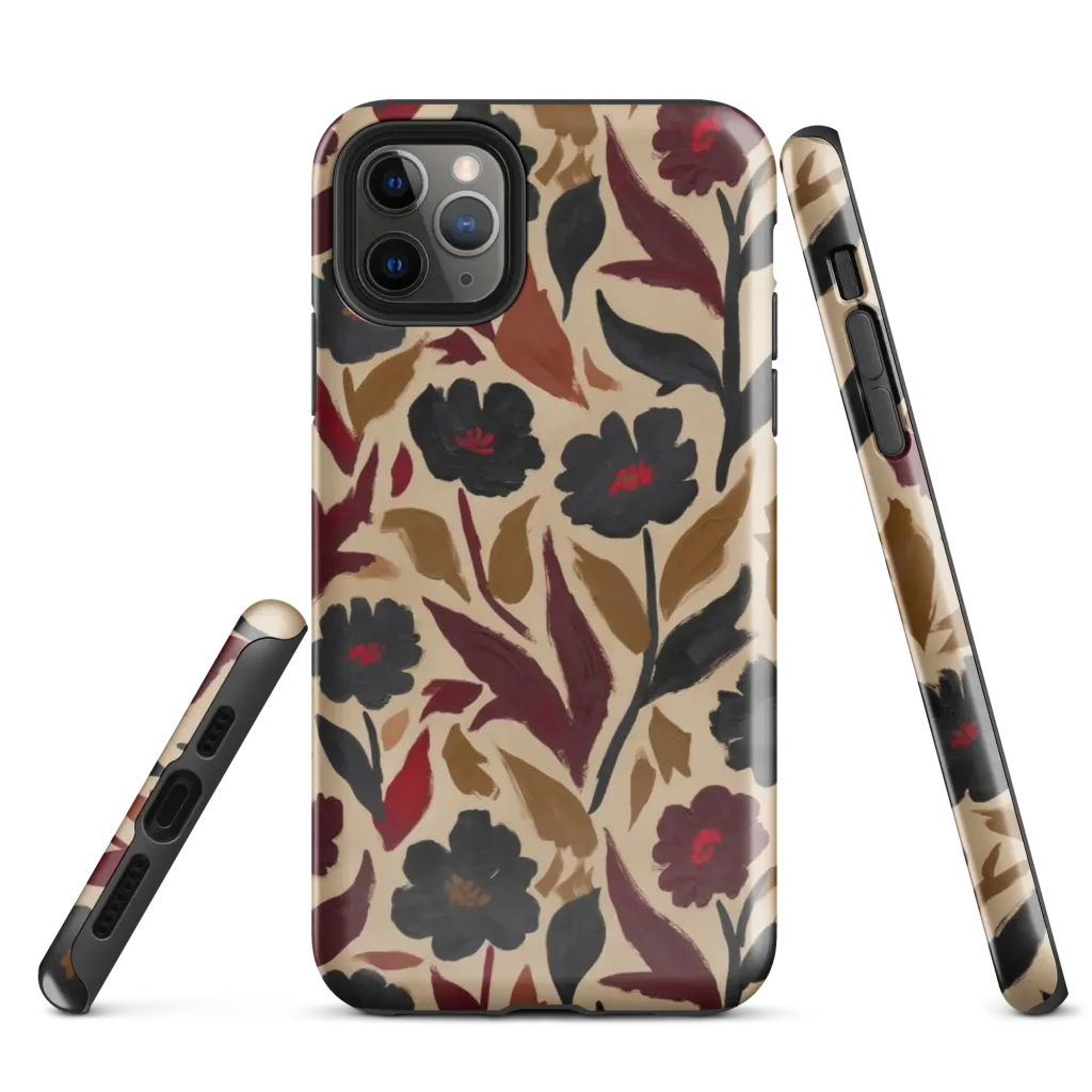 Burgundy Brushwork on Tough Case for iPhone® — Front