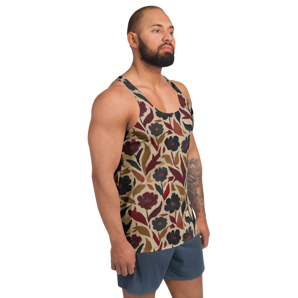 Burgundy Brushwork on Men's Tank Top — Right Front