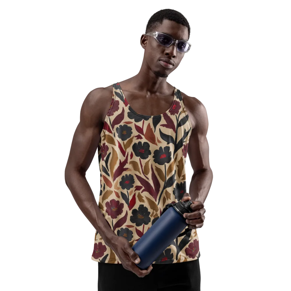 Burgundy Brushwork on Men's Tank Top — Front