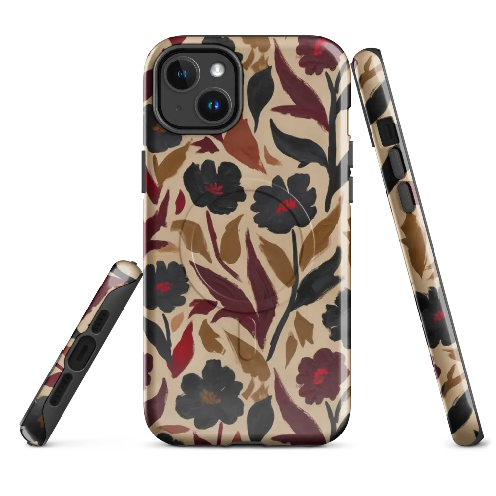 Burgundy Brushwork on MagSafe Tough Case for iPhone® — Front