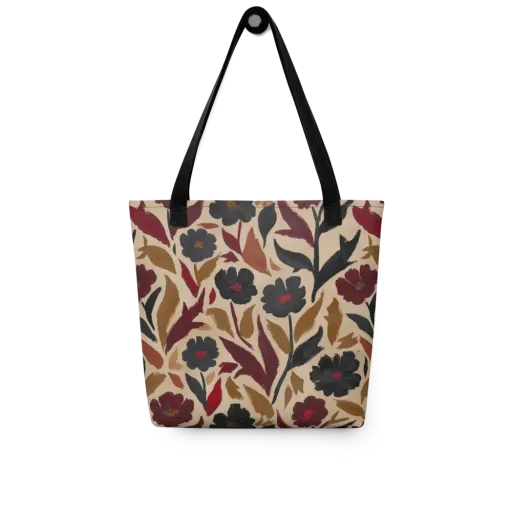 Burgundy Brushwork on a Tote Bag