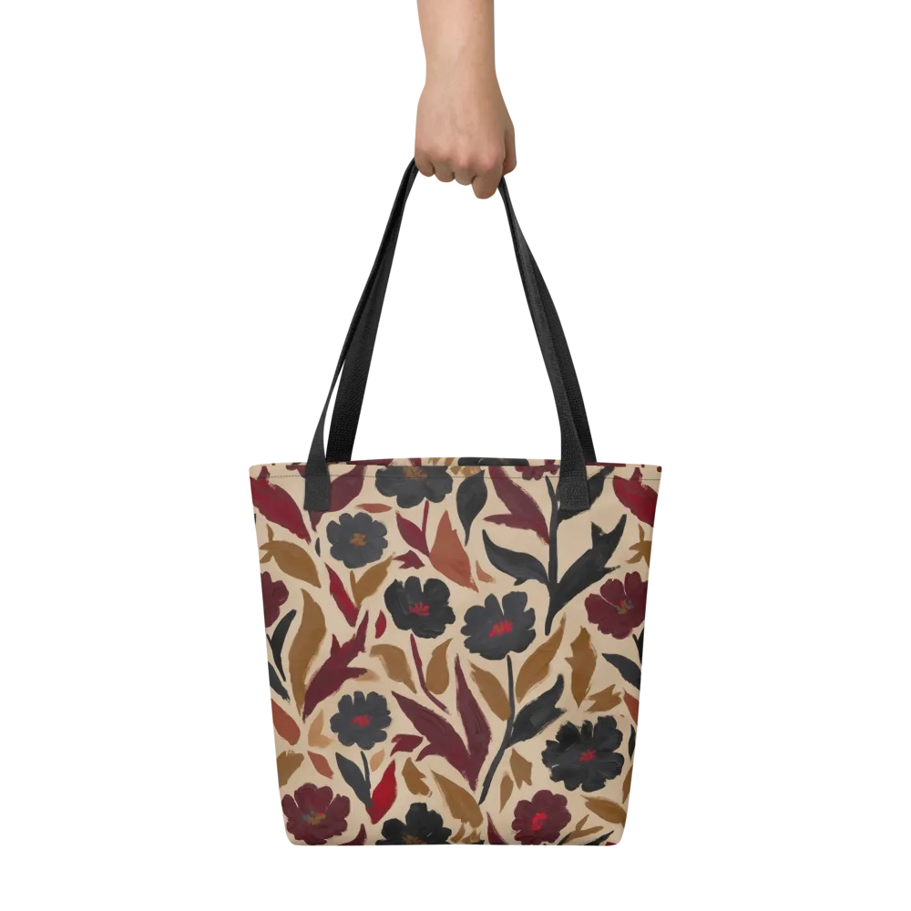 Burgundy Brushwork on Tote Bag — Front