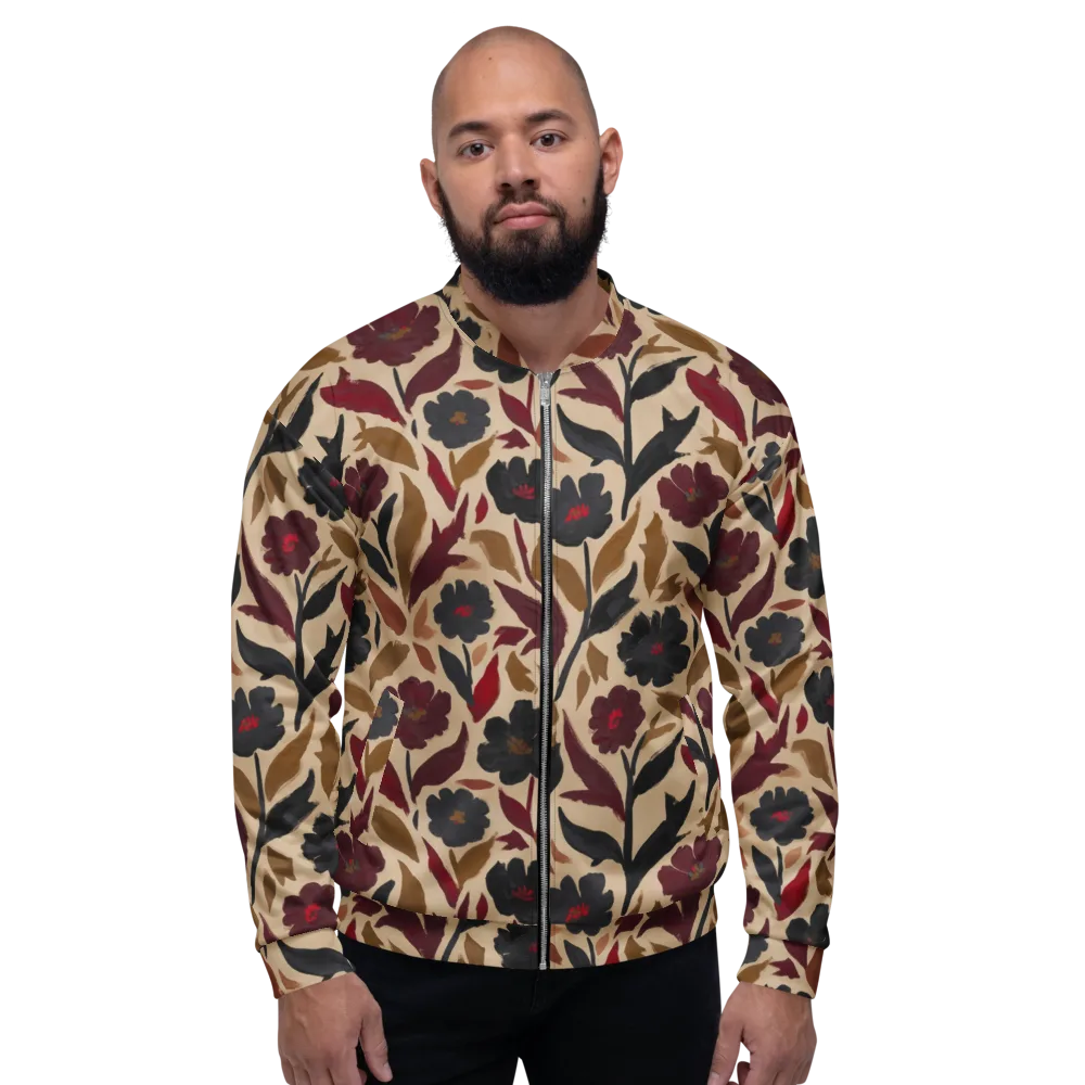 Burgundy Brushwork on Bomber Jacket — Front