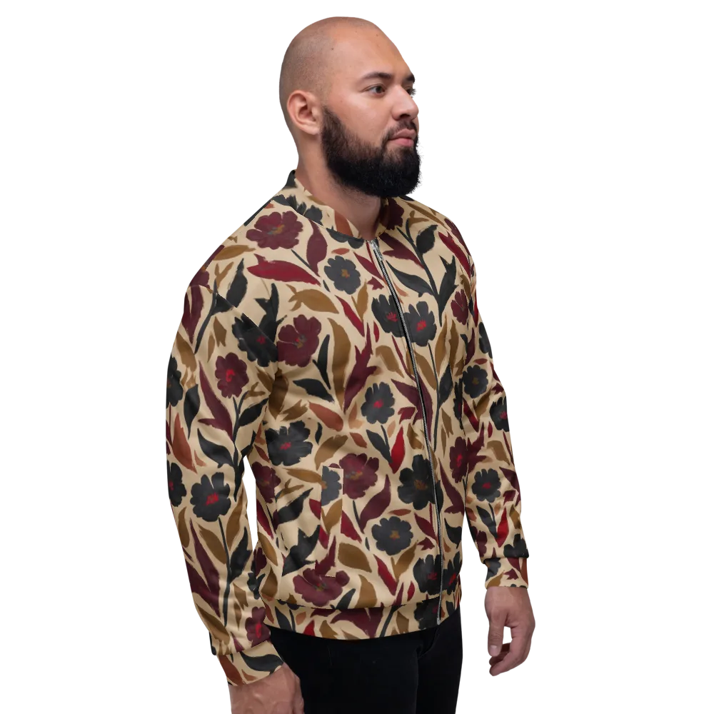 Burgundy Brushwork on Bomber Jacket — Right